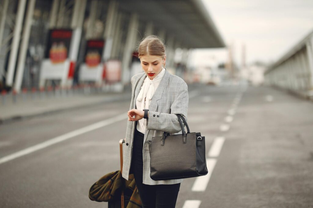 A picture of a lady waiting at airport