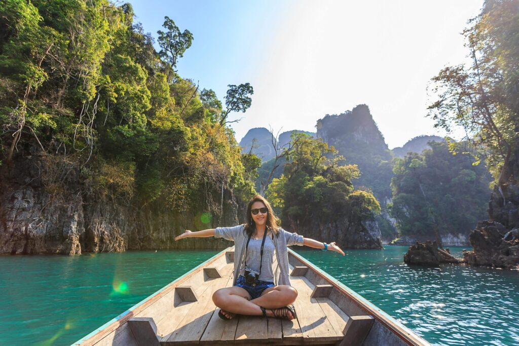 Woman Sitting on Boat