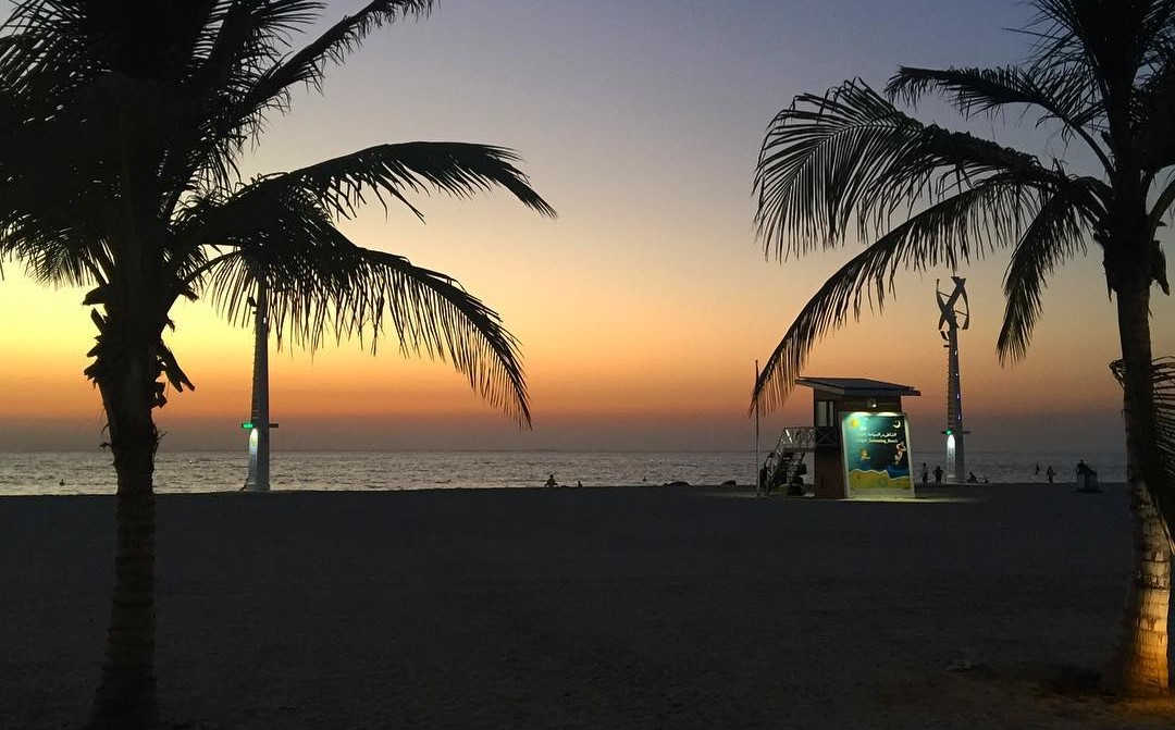 Umm Suqeim Night Swimming Beach Sunset