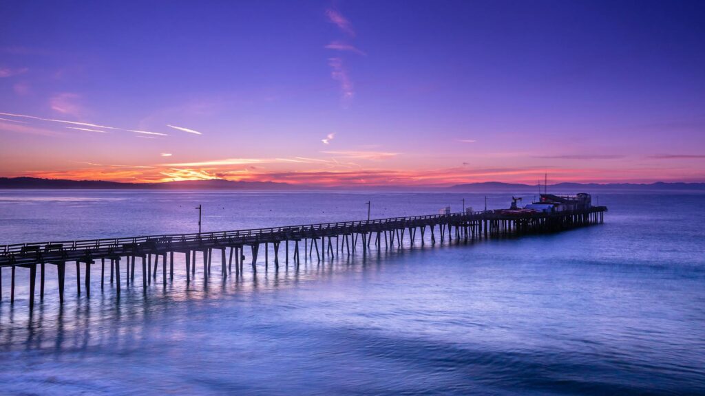Pier View Against Sunset In A Seaside Town In America – Capitola, California
