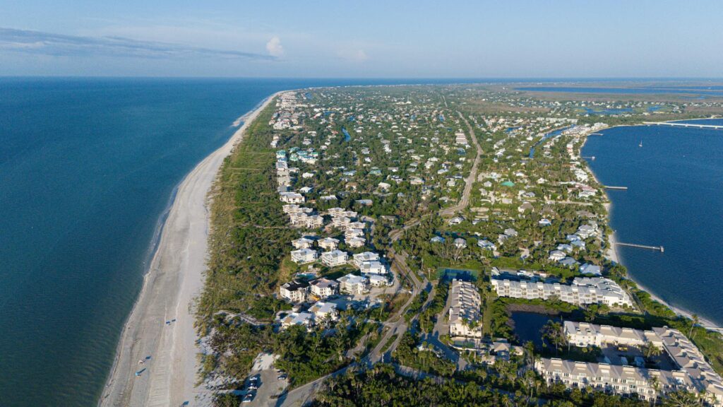 Aerial View Of An Off-The-Radar Beach Town In America – Sanibel Island, Florida
