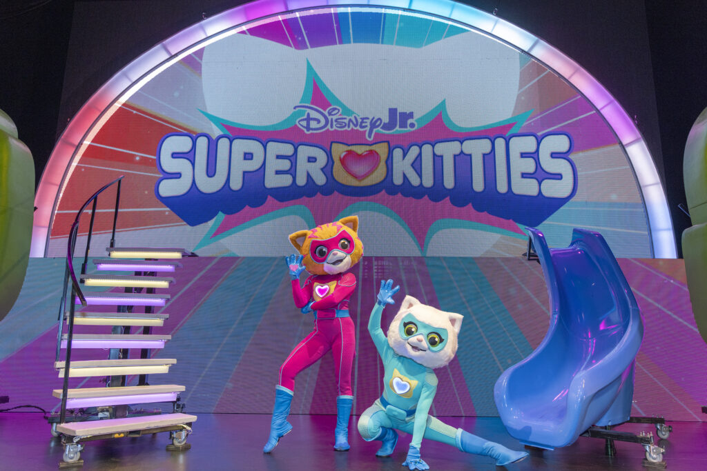 Ginny And Bitsy From SuperKitties On Stage During The Disney Jr. Live Show